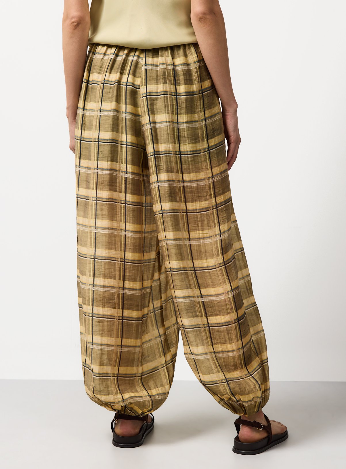 Yellow Checked Balloon Leg Trousers 18 - Image 4 thumbnail